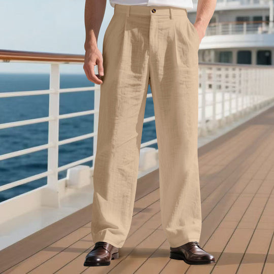 Herren elegante Freizeit-Hose mit weichem Stoff und weitem Schnitt Heidi-Mode