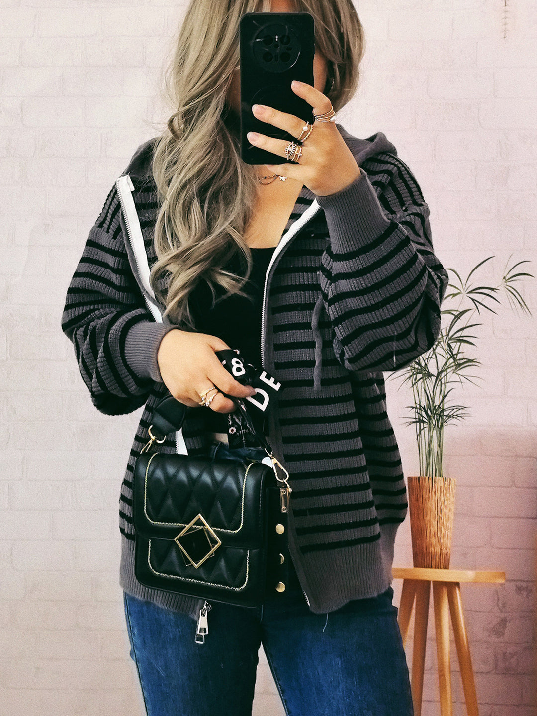 Damen Sportlicher Hoodie mit Streifenmuster und lässigem Schnitt Heidi-Mode