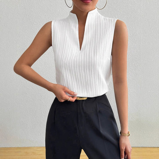 Damen Elegantes Top mit Stehkragen und feinen Plisseefalten Heidi-Mode