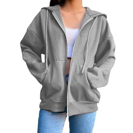 Damen Freizeit Übergroße Zip-Up Hoodie Heidi-Mode