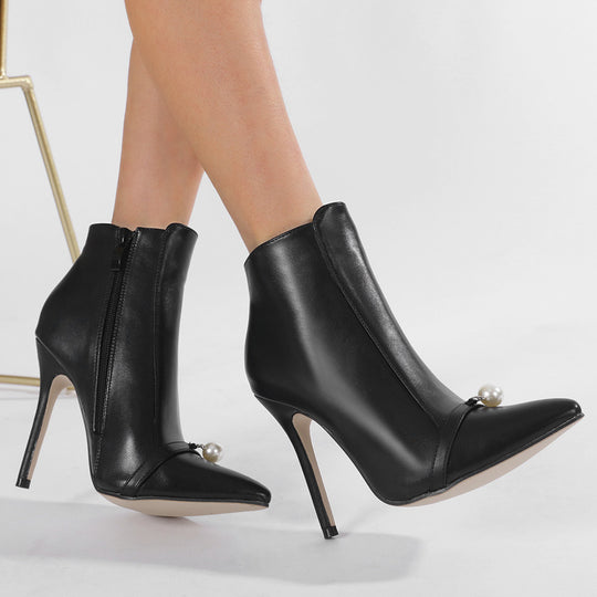 Damen Stiefeletten mit elegantem Perlendesign Heidi-Mode