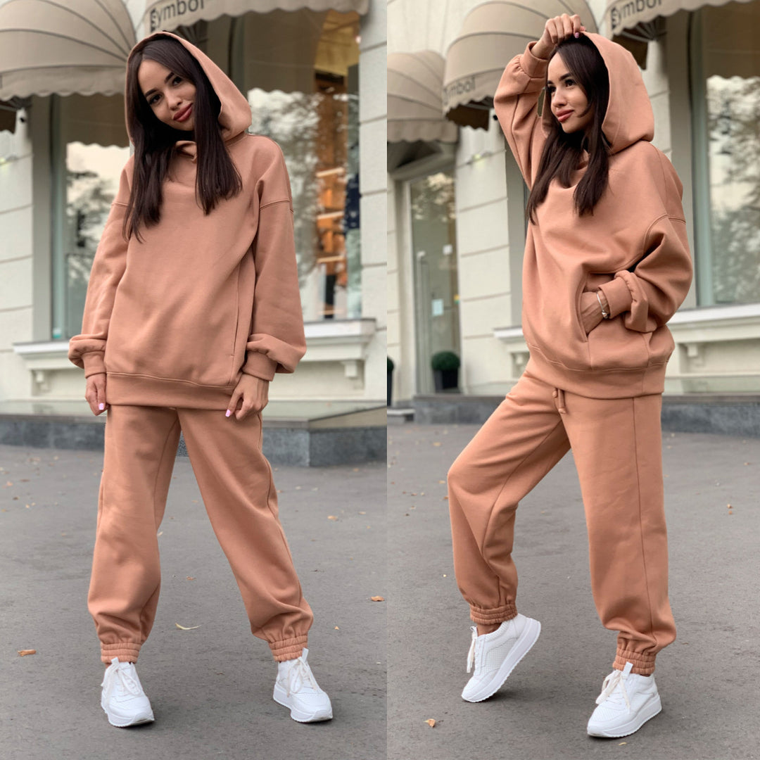 Damen Sportliches Hoodie- und Jogginghosen-Set im lässigen Design mit Kapuze Heidi-Mode