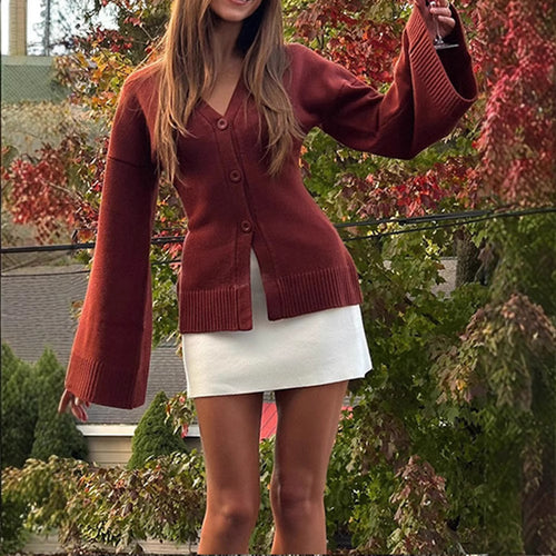 Damen lässiger Cardigan mit weiten Ärmeln und Knopfdetails Heidi-Mode