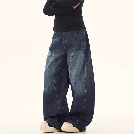 Damen weite High-Waist Jeans mit einzigartigem Design und lässigem Schnitt Heidi-Mode