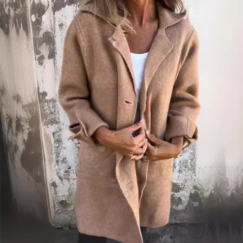 Damen kuscheliger Oversize-Mantel mit praktischen Taschen und elegantem Revers Heidi-Mode