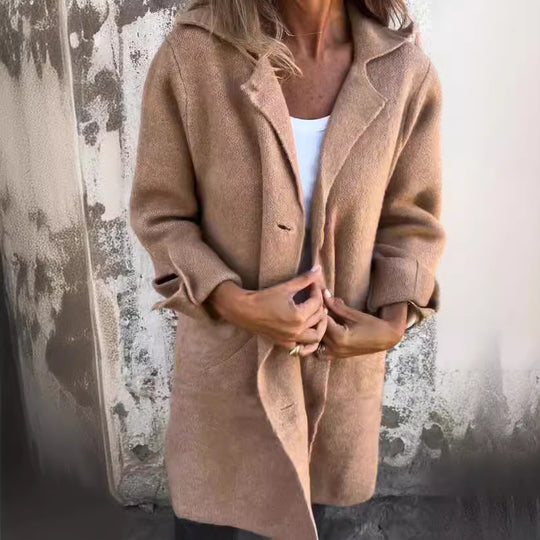 Damen kuscheliger Oversize-Mantel mit praktischen Taschen und elegantem Revers Heidi-Mode