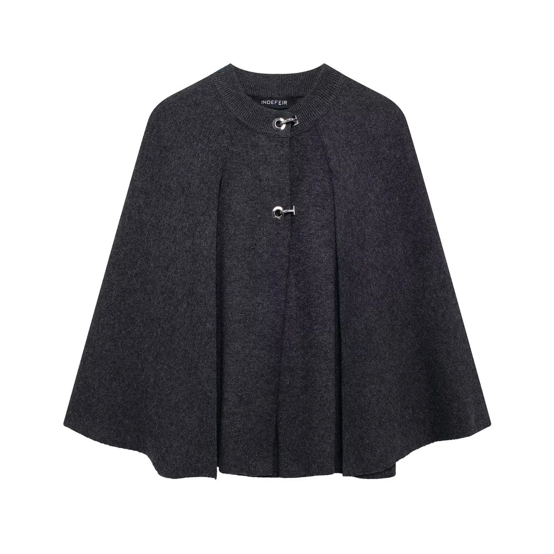 Damen modische Umhangjacke mit elegantem Stehkragen und dekorativen Knopfdetails Heidi-Mode