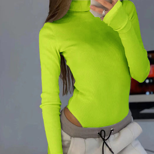 Damen Langärmliges Oberteil mit hohem Kragen und modernen Cut-Outs Heidi-Mode