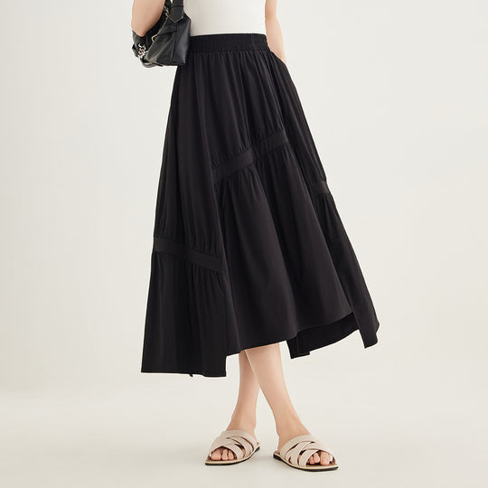 Femme Fließender High-Low Maxi-Rock mit gestuften Design Heidi-Mode