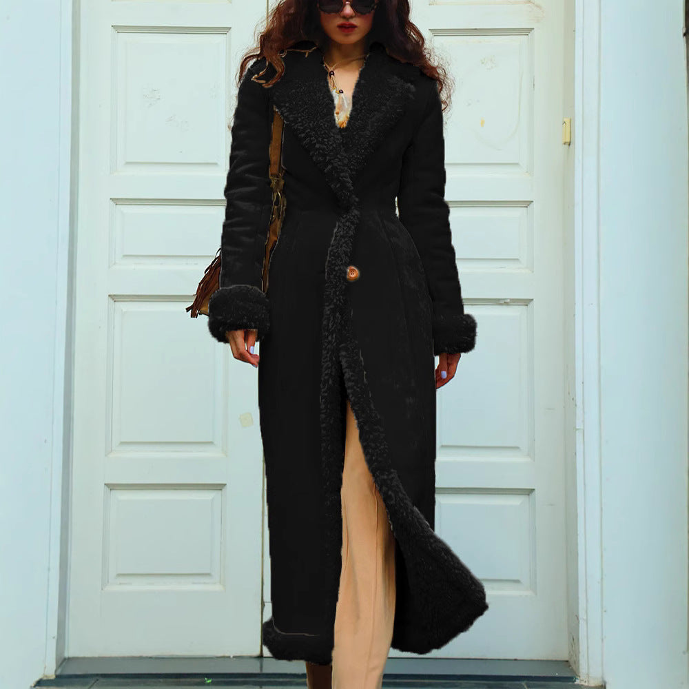 Damen Langer Pelzmantel mit luxuriösem Innenfutter Heidi-Mode