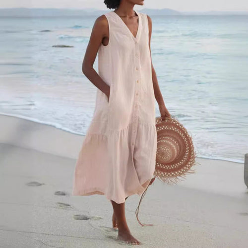 Damen Sommerliches Leinenkleid Heidi-Mode