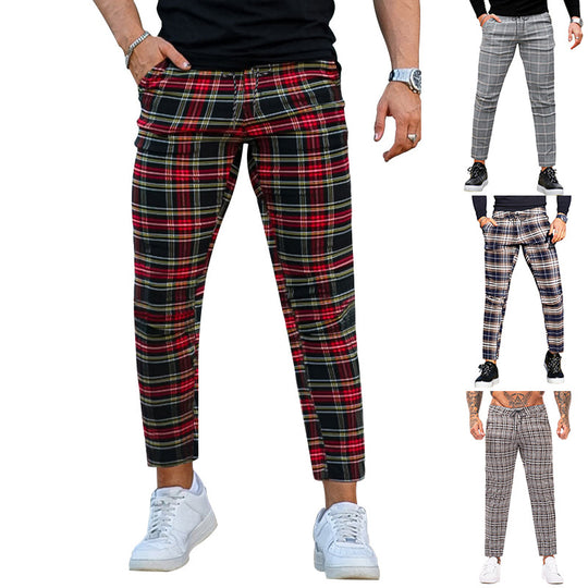 Herren Cargo-Hose mit modischem Karomuster und elastischem Bund Heidi-Mode