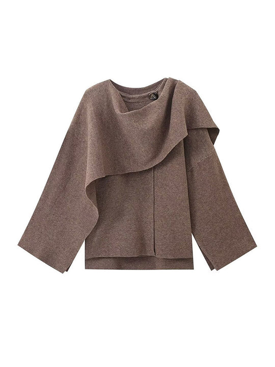 Damen Poncho aus hochwertiger Strickware mit asymmetrischem Design Heidi-Mode