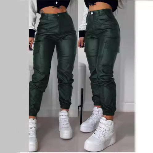 Damen Cargo-Hose mit elastischem Bund und praktischen seitlichen Taschen Heidi-Mode