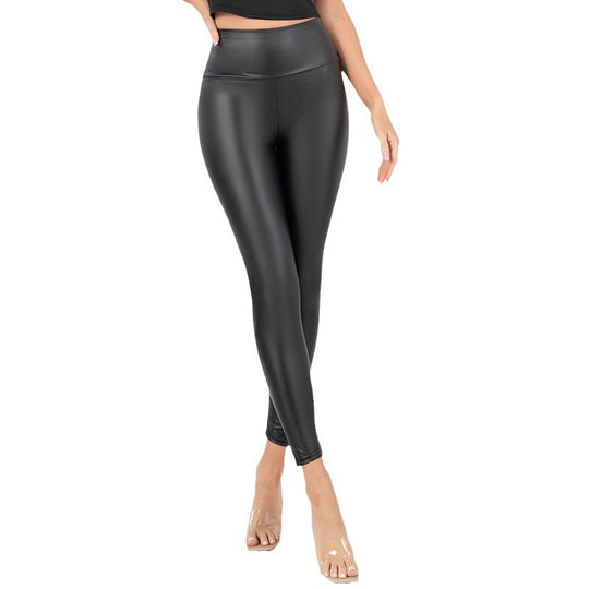 Damen Hochglänzende Leggings mit hohem Bund und formendem Schnitt Heidi-Mode