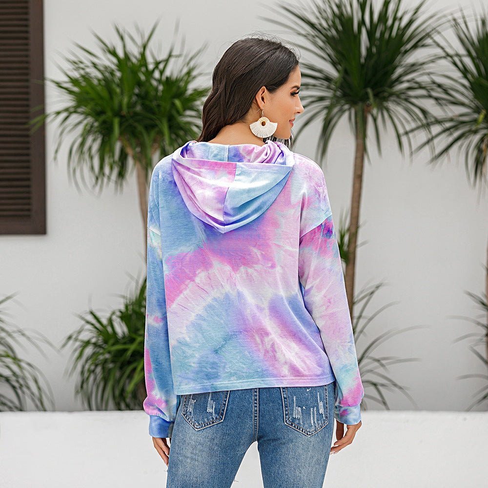 Damen lässiger Kapuzenpullover mit modernem Tie-Dye-Design Heidi-Mode