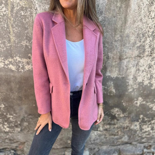 Damen elegante Wolljacke mit doppeltem Knopf Heidi-Mode