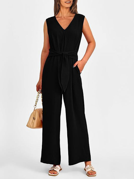 Damen eleganter Jumpsuit mit tailliertem Schnitt und weitem Bein Heidi-Mode