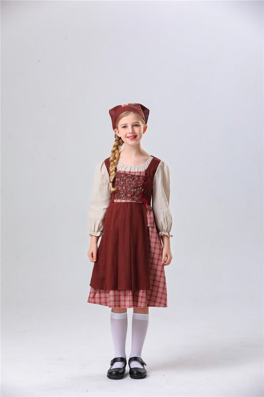 Damen Trachtenkleid mit romantischen Rüschendetails und floralem Oberteil Heidi