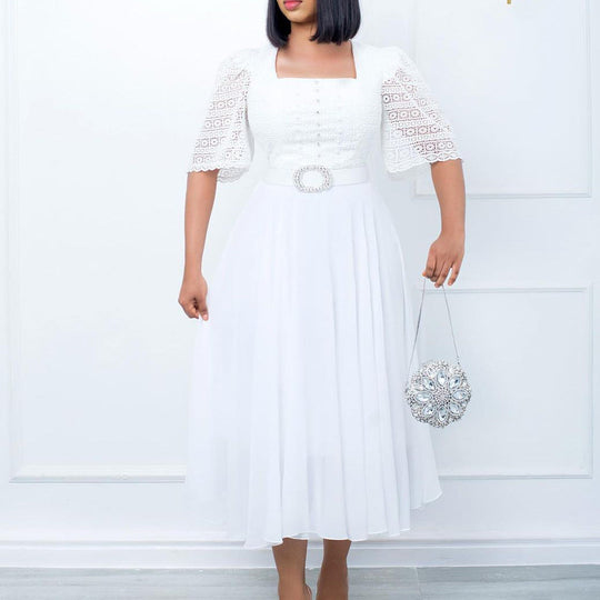 Heidi-Mode | Damen Country Chic Antik Stil Kleid mit Bundgürtel