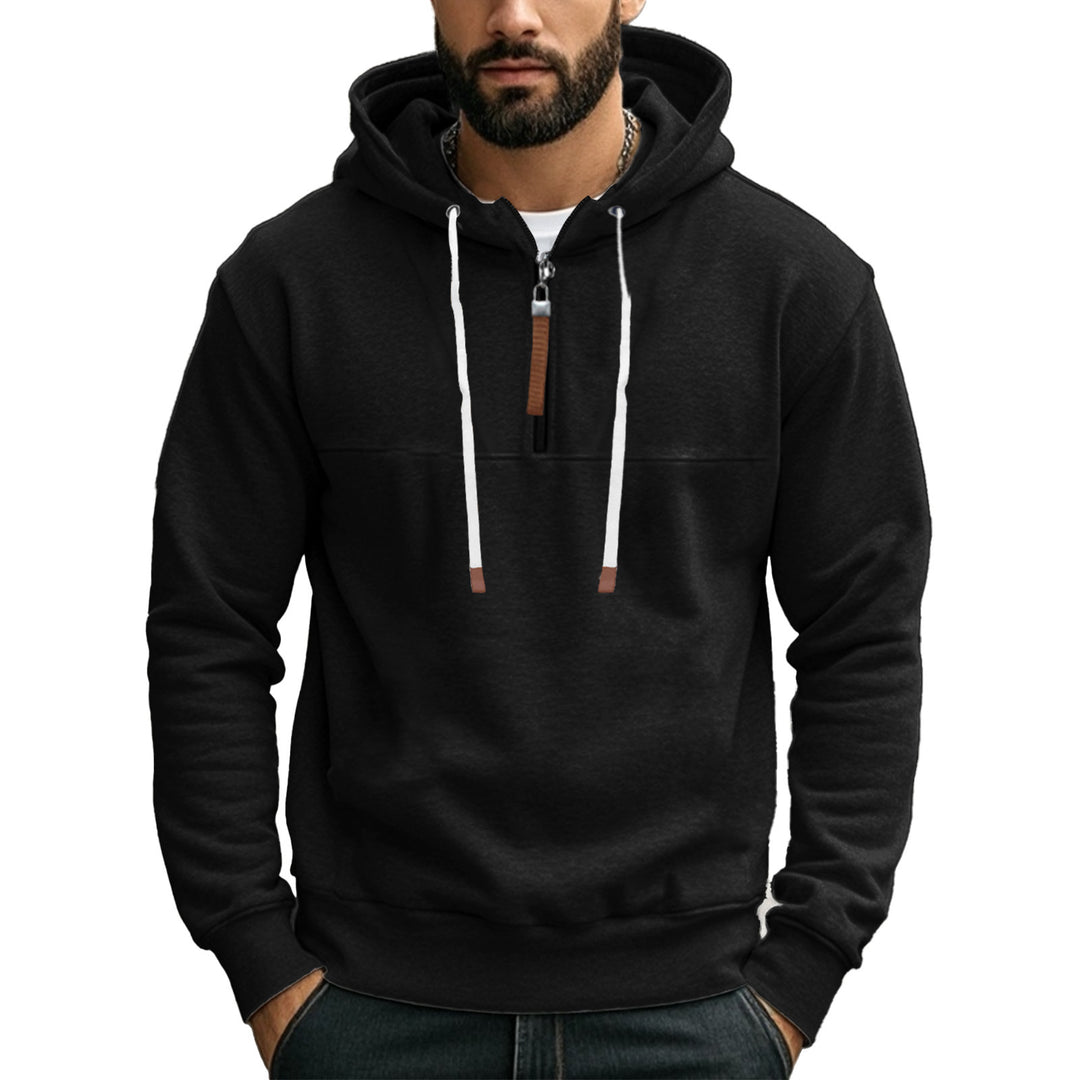Herren Kapuzensweater mit halbem Reißverschluss und modernem Schnitt Heidi-Mode