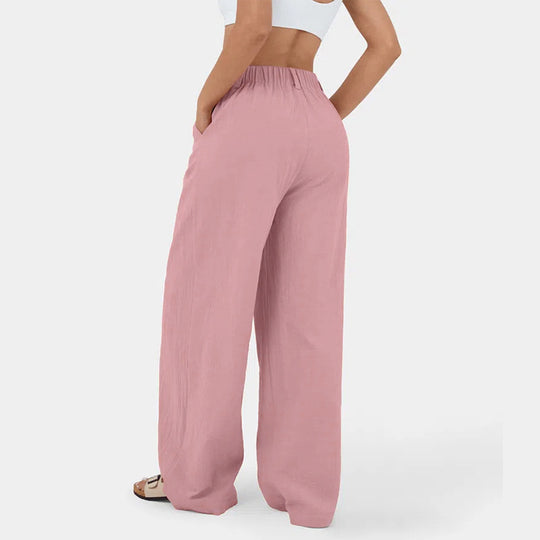 Damen Weite Chinohose mit elegantem Faltenwurf und seitlichen Taschen Heidi-Mode