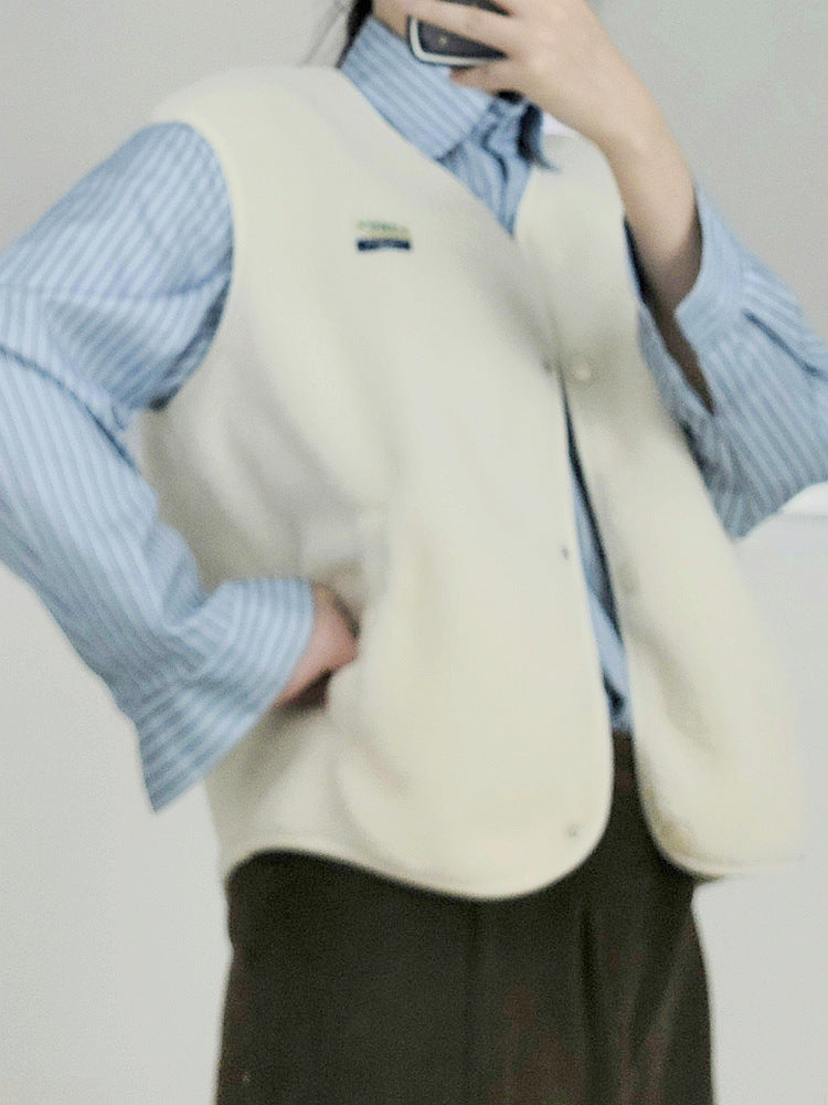 Damen Weiche und lässige Teddyweste mit seitlichen Taschen Heidi-Mode