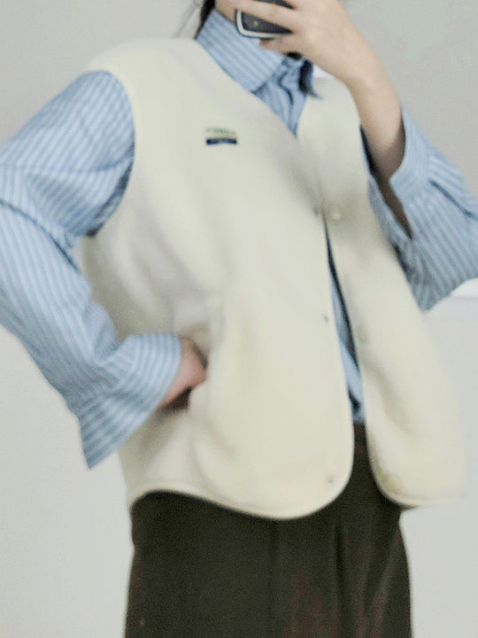 Damen Weiche und lässige Teddyweste mit seitlichen Taschen Heidi-Mode