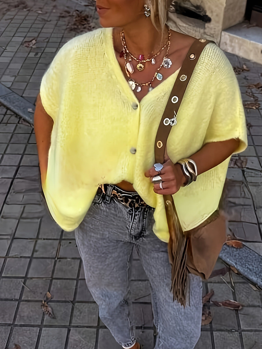 Damen komfortable Strickjacke mit Knopfleiste Heidi-Mode