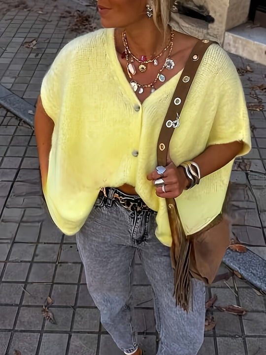 Damen komfortable Strickjacke mit Knopfleiste Heidi-Mode