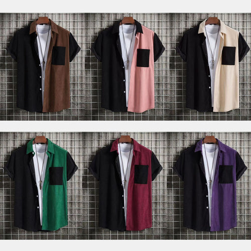 Herren Kurzarmhemd mit unterschiedlichen Texturen und modernem Design Heidi-Mode