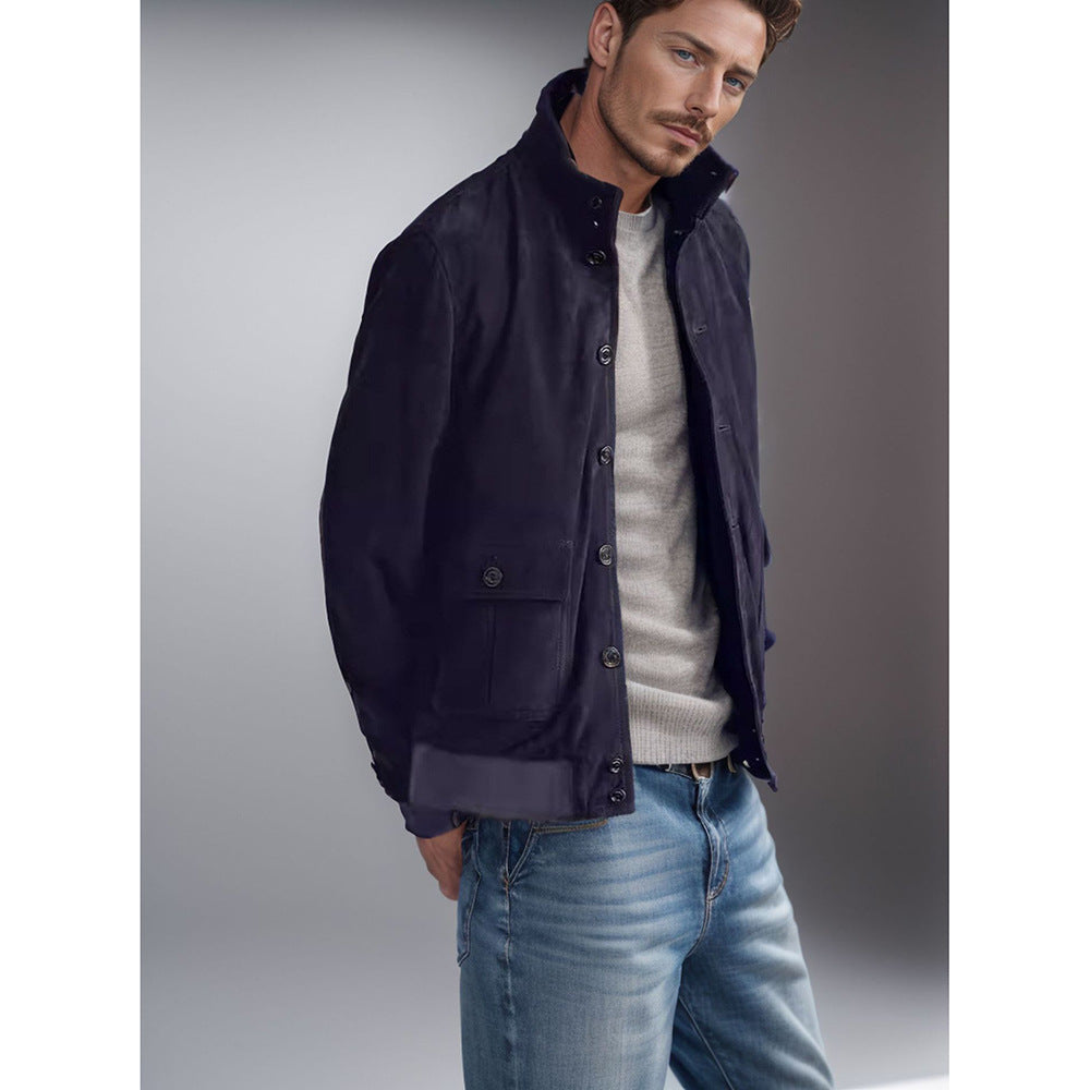 Herren funktionale Utility-Jacke mit hohem Kragen und aufgesetzten Taschen Heidi-Mode