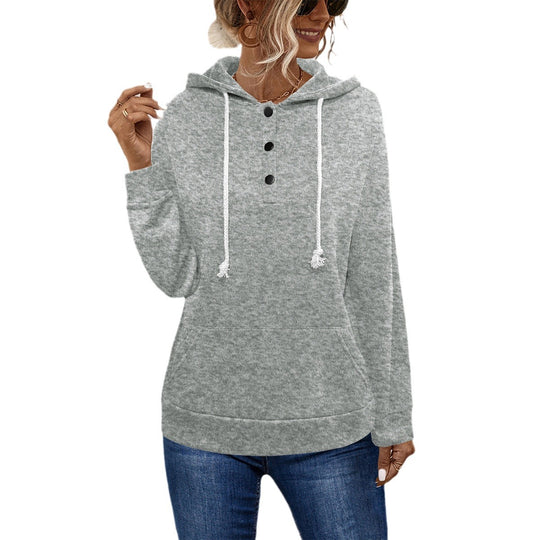Damen Hoodie mit Knopfleiste und lässigem Schnitt Heidi-Mode