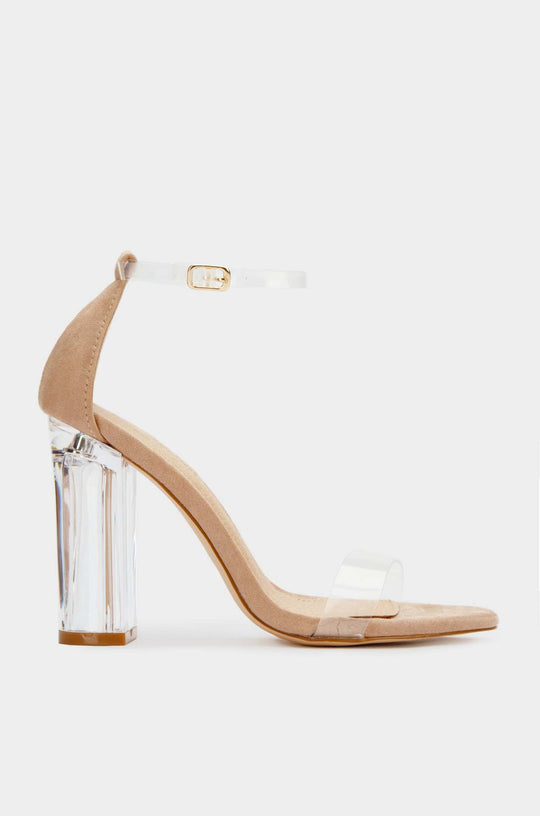 Damen elegante High Heel Sandalen mit transparentem Blockabsatz Heidi-Mode