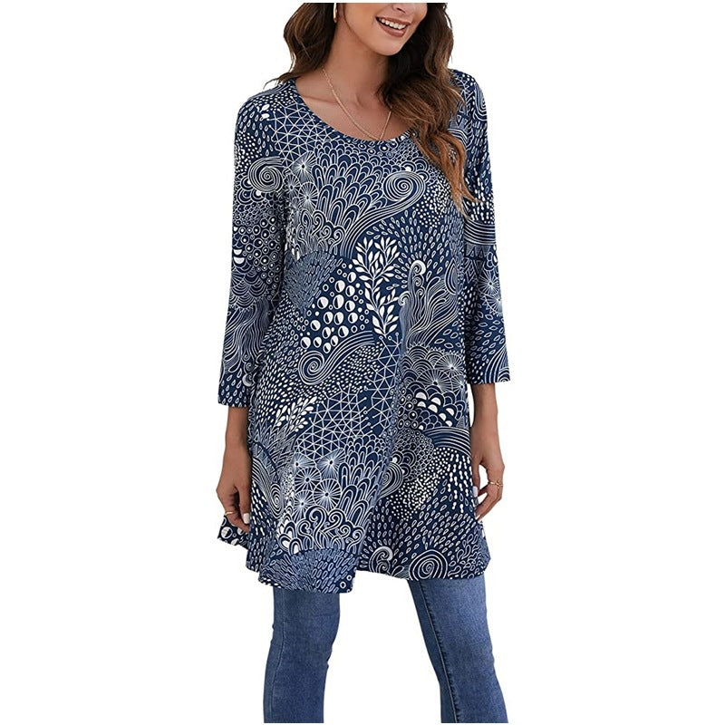 Damen Tunika mit einzigartigem Mandala-Druck Heidi-Mode