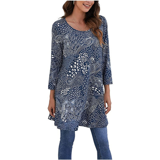 Damen Tunika mit einzigartigem Mandala-Druck Heidi-Mode
