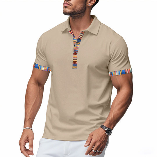 Herren Polo-Shirt mit buntem Kragen und strukturierter Optik Heidi-Mode