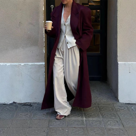 Damen eleganter Wool Coat mit doppelter Knopfleiste Heidi-Mode