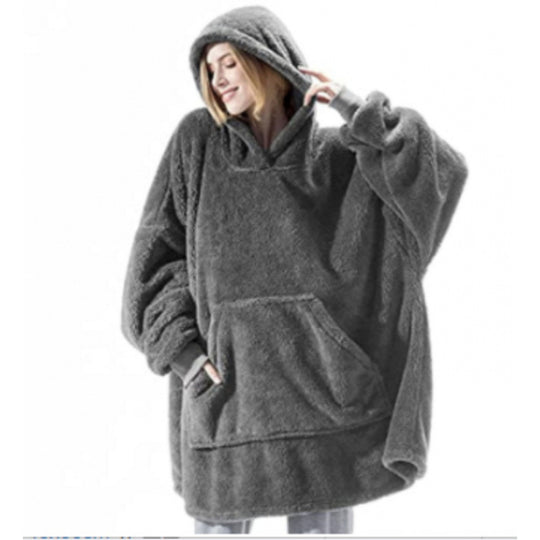 Damen Kuschelige Oversize-Hoodiejacke aus Fleece mit Kängurutasche Heidi-Mode