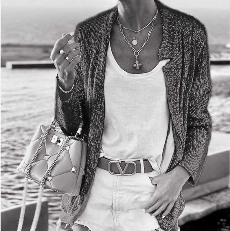 Damen Glitzernde Abendjacke mit elegantem Schnitt und luxuriösen Details Heidi-Mode