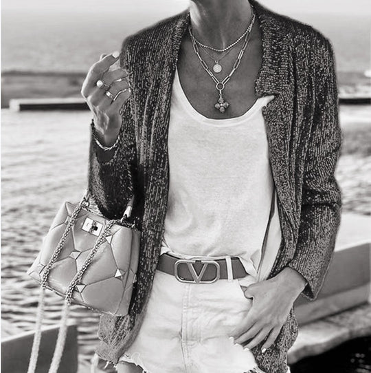 Damen Glitzernde Abendjacke mit elegantem Schnitt und luxuriösen Details Heidi-Mode