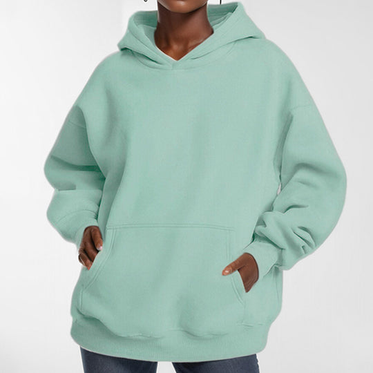 Damen Lockere Kapuzenpullover aus weichem Fleece mit Kängurutasche Heidi-Mode