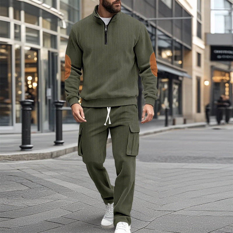 Herren sportliches Freizeitset mit Reißverschluss und praktischen Taschen Heidi-Mode