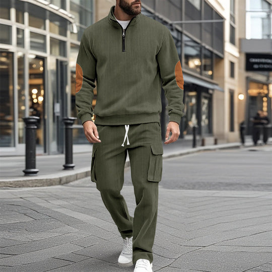 Herren sportliches Freizeitset mit Reißverschluss und praktischen Taschen Heidi-Mode