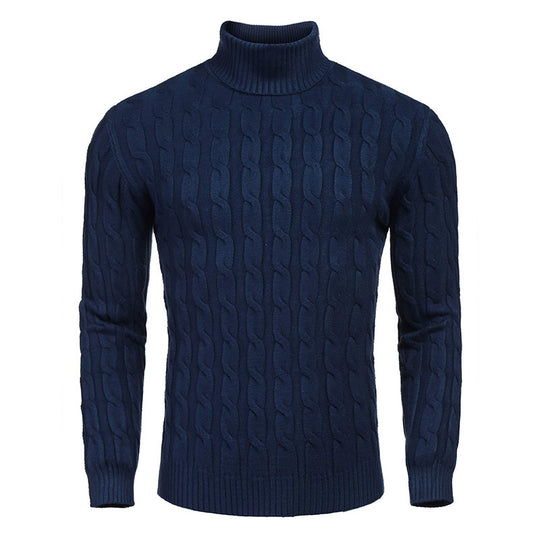Herren modischer Rollkragenpullover mit Zopfmuster Heidi-Mode