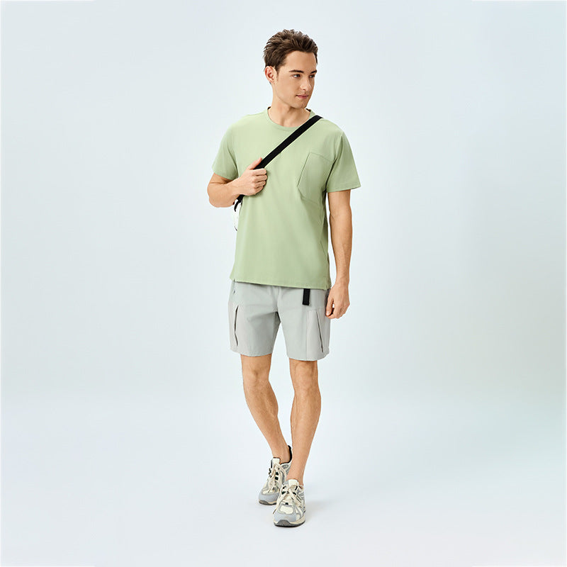 Herren Sportliches T-Shirt mit praktischer Brusttasche Heidi-Mode