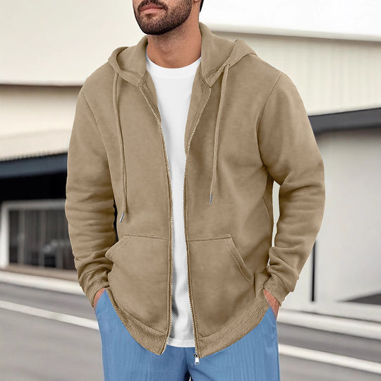Herren lässige Kapuzenjacke mit atmungsaktivem Sweatstoff und praktischen Taschen Heidi-Mode