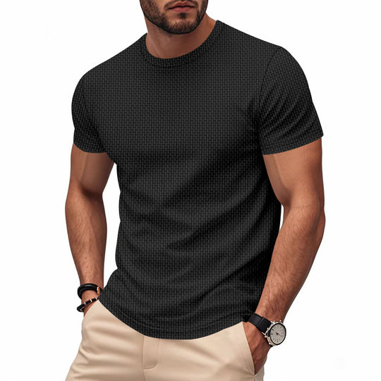 Herren Kurzarm T-Shirt mit strukturiertem Design und atmungsaktiver Baumwolle Heidi-Mode