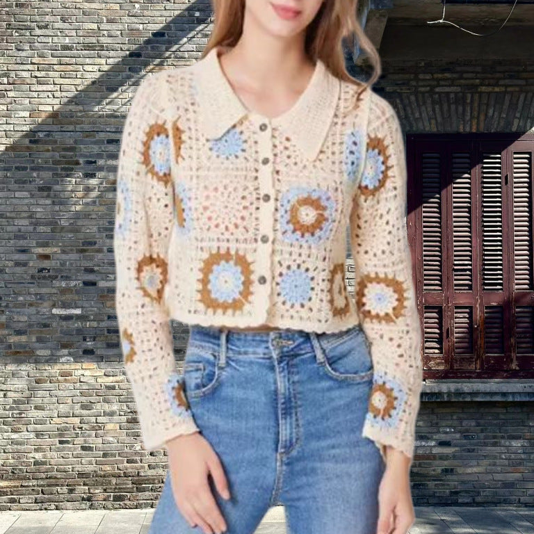 Damen Strickjacke im einzigartigen Granny-Quadrat-Muster Heidi-Mode