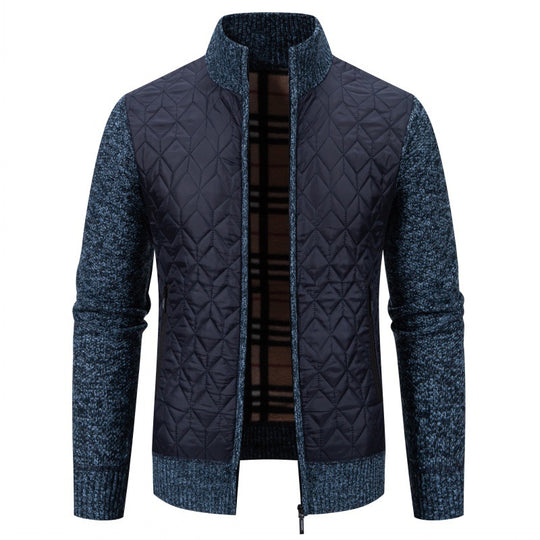 Herren Steppjacke mit hohem Kragen und eleganter Strickästhetik Heidi-Mode